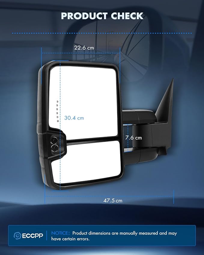 ECCPP Towing Mirrors for 1988-98 for Chevy for GMC for C/K 1500 2500 3500 Black Cover Power LED Turn Signal Pickup Mirrors