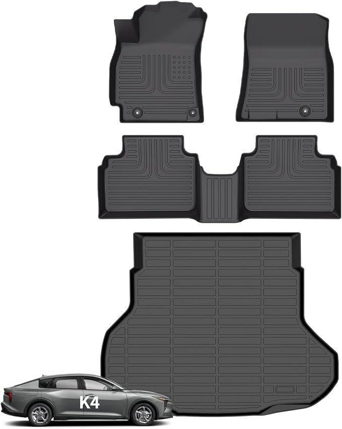 Wayhigh-for Kia K4 2025 All Weather Floor Mats and Cargo Liner Set TPE Car Mats Heavy Duty Rubber Floor Liners for K4 Accessories
