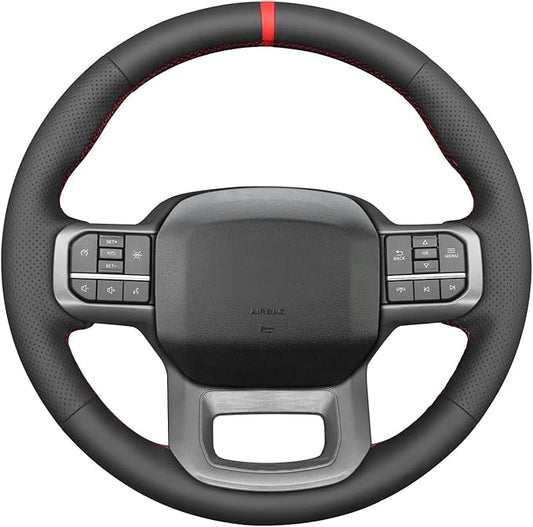 MEWANT DIY Black Artificial Leather Steering Wheel Cover for Ford F150 Lightning F350 F450 Expedition 2022-2024