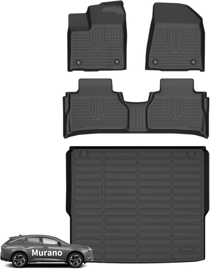 Wayhigh-for 2025 Nissan Murano All Weather Floor Mats and Cargo Mat Set TPE Car Mats Waterproof Heavy Duty Rubber Floor Liners Murano Accessories