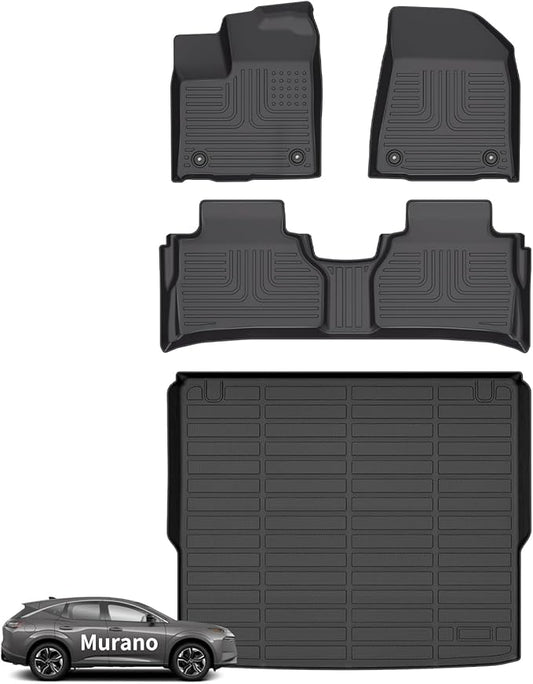 Wayhigh-for 2025 Nissan Murano All Weather Floor Mats and Cargo Mat Set TPE Car Mats Waterproof Heavy Duty Rubber Floor Liners Murano Accessories