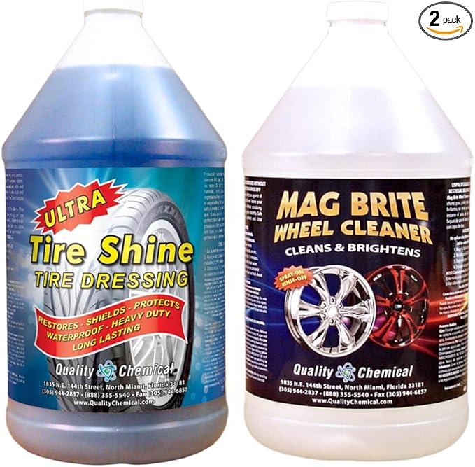 Quality Chemical Mag Brite & Ultra Tire Shine Combo - 128 oz of Mag Brite (Pack of 1) - 128 oz Tire Shine (Pack of 1) - 2 Gallon Combo