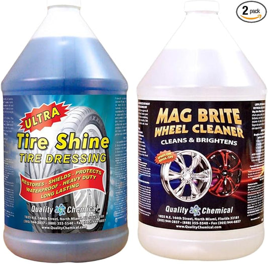 Quality Chemical Mag Brite & Ultra Tire Shine Combo - 128 oz of Mag Brite (Pack of 1) - 128 oz Tire Shine (Pack of 1) - 2 Gallon Combo