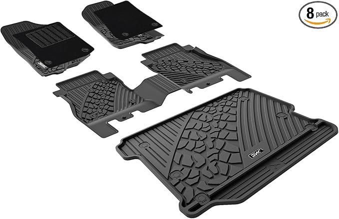 3W Floor Mats&Cargo Liner with Carpets on TOP Fit for Jeep Wrangler JL 2018-2024 2025 Unlimited 4-Door Sahara Willys Rubicon Without Subwoofer(Non JK or 4XE) Full Set Mats, 8PCS