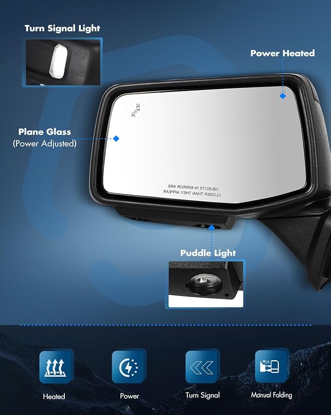 ECCPP Tow Mirrors Towing Mirrors Fit For 2019-2023 For GMC For Serria 1500 With Left Right Side With Power Heated light on cover puddle light Blind spot light Temp sensor Manual Folding