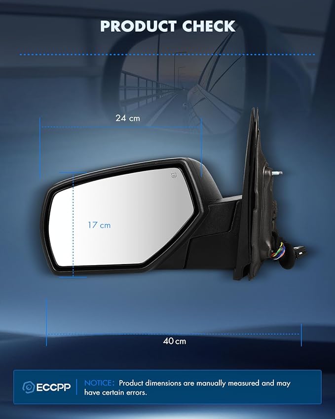 ECCPP Towing Mirrors Tow Mirrors Fit For 2014-2018 For Chevy For Silverado For GMC For Sierra A Pair With Power Heated Turn Signal On Cover Clearance lamp Puddle light Manual Folding Black Texture