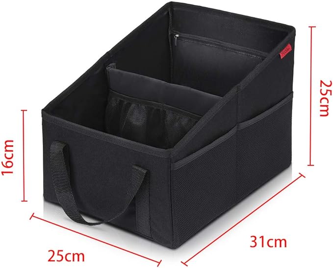 YOOFAN Car Seat Organizer - Passenger Seat Organizer, Collapsible Small Car Seat Storage Organizer for Console Front/Back, Automotive Backseat Organizer with Belt 4 Cup Holders for Kids Accessories