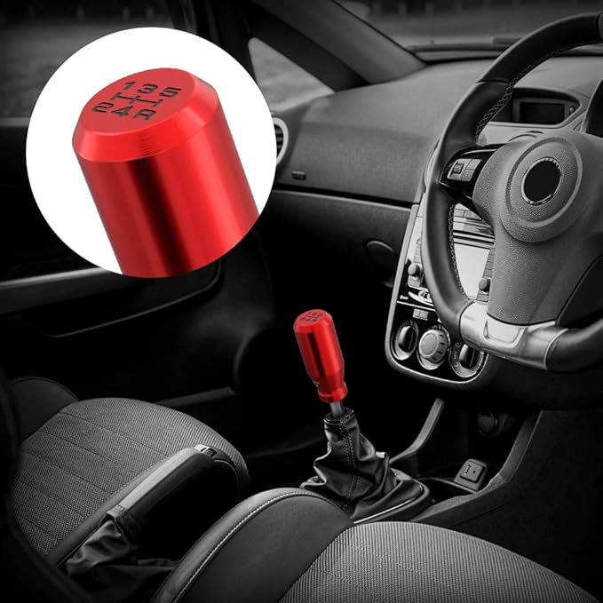 (Red) 5 Speed Automatic Manual Weighted Shifter Knob Gear Shift Knobs for Mazda Miata Subaru Sti