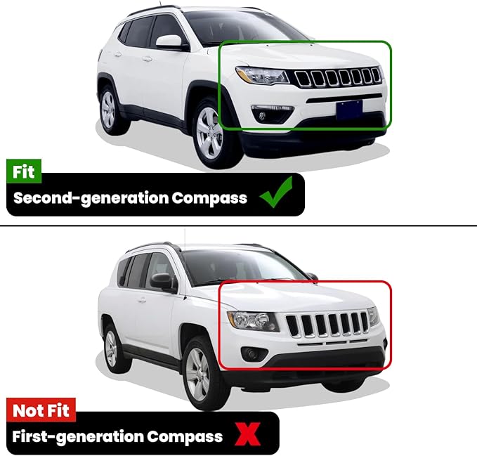 LASFIT Floor Mats for Jeep Compass 2017-2025 All Weather TPE Custom Fit Car Mats Floor Liners 1st & 2nd Row, Black