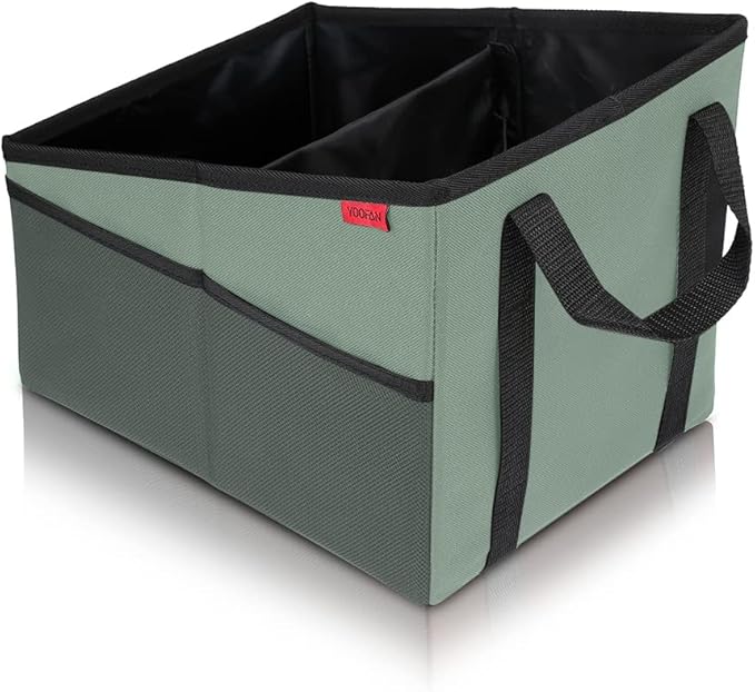 Car Seat Organizer - Passenger Seat Organizer, Collapsible Small Car Seat Storage Organizer for Console Front or Back, Automotive Backseat Organizer with Belt 4 Cup Holders for Kids Accessories, Cyan