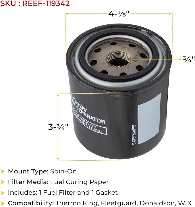 Mytee Products Filter Maintenance Kit for Thermo King Reefer Units – Includes Air Filter 11-9059, Fuel 11-9342 & Oil 11-6182, Replaces OEM P822686, P550834, LF16354, FS19580A, 33962