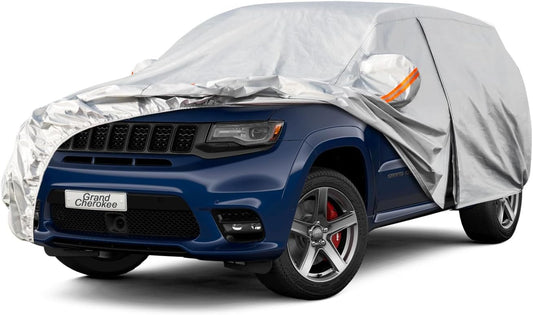 Kayme 6 Layers SUV Car Cover Custom Fit for Jeep Grand Cherokee (2010-2025) Waterproof All Weather for Automobiles, Outdoor Full Cover Rain Sun UV Protection.Silver