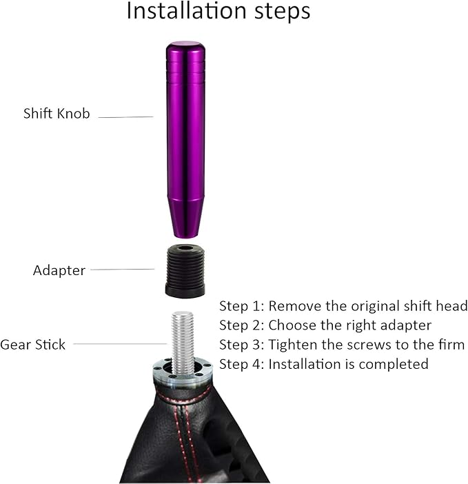 Long Shift Knob Extension Shifter Handle Aluminum Alloy Gear Stick Transmissions Weighted Shifting Lever Universal Fit Most Manual Automatic Cars Truck SUV (Purple)