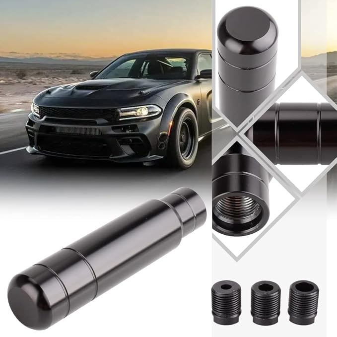 BARTOO Aluminum Alloy Heavy Weighted Shifter Knob, 5" Auto Gear Shift Knob, Car Gear Lever Stick Shifter Handle,with 3 Threaded Adapters M8 M10 M12,Fit Most Automatic Manual Vehicle (Black)