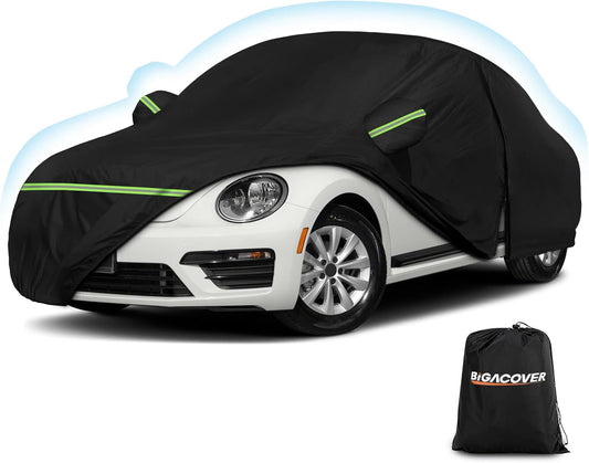 for New Beetle Car Cover Waterproof All Weather Heavy Duty Protection Outdoor Light Shell Full Car Covers Windproof with Driver Side Zipper Compatible with 1998-2025 Volkswagen New Beetle(Up to 194")