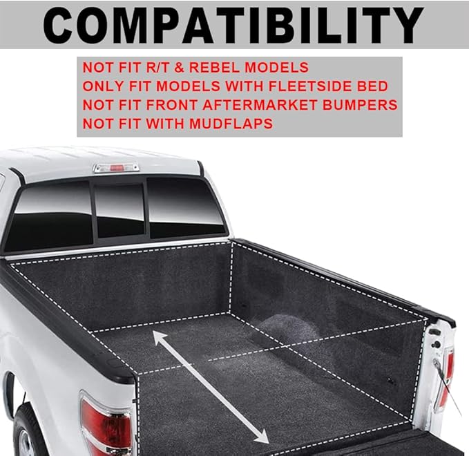 G-PLUS Fender Flares, Compatible with Dodge Ram 1500 2009-2018, Compatible with Dodge Ram 1500 Classic 2019-2022(Excludes R/T and Rebel Models),Paintable Smooth Matte Black Pocket Riveted Style