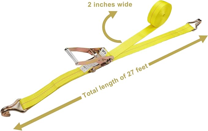 4 Pack 2" x27' Ratchet Strap Tie Down 10000lbs J Hook,Heavy Duty Tie-Down Ratcheting Cargo Truck Straps Wire Hook Ends, J-Hook Ratchet Strap TieDowns KJE