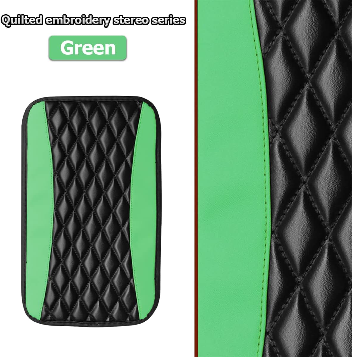 Moly Magnolia Car Center Console Cover, Leather Waterproof Armrest Seat Box Cushion Pad, Universal Decor Protector Mat, Auto Interior Accessories for SUV Truck Vehicle (Green)