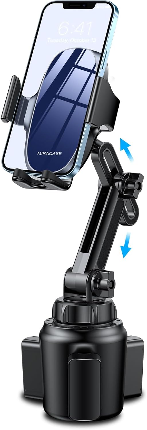 Miracase Universal Cup Phone Holder for Car, [Upgraded Version] Adjustable Long Neck Car Cup Holder Phone Mount Cradle Friendly Compatible with iPhone Samsung Google and All Smartphones, Blue