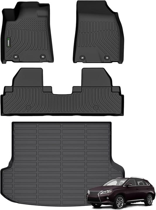 ANBINGO®-Floor Mats & Cargo Liner Custom for Lexus RX / RX350 / RX450h 2010-2015 All Weather Protection TPE Heavy Duty Non-Slip Automotive RX Mats Fits Full Set RX350 Accessories, Black