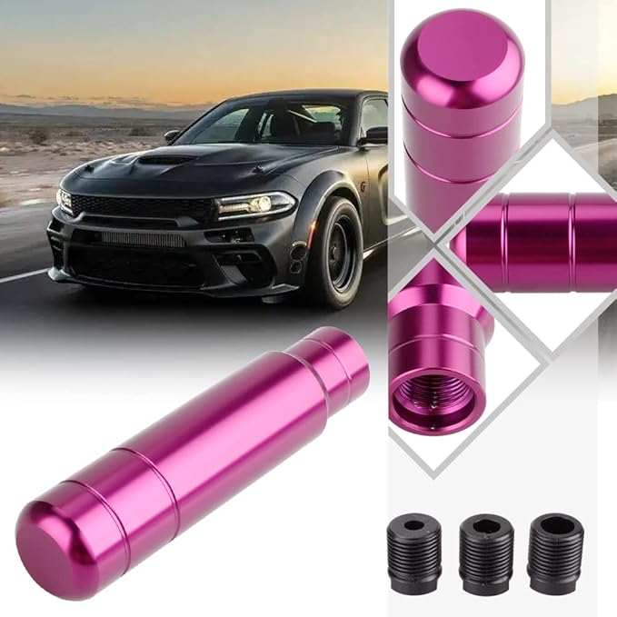 BARTOO Aluminum Weighted Manual Shift knobs, Long Stick Shift Knob Gear Shifter Knobs, Car Accessories Lever Cover Head Universal Shifter Knobs with 3 Threaded Adapters (Purple)
