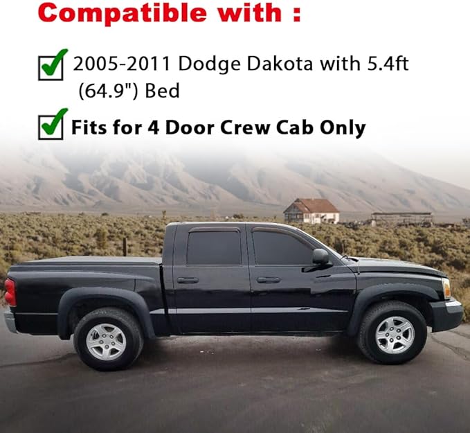 G-PLUS Fender Flares Compatible with 2005-2011 Dodge Dakota with 5.4ft (64.9") Bed, Fits for 4 Door Crew Cab Only