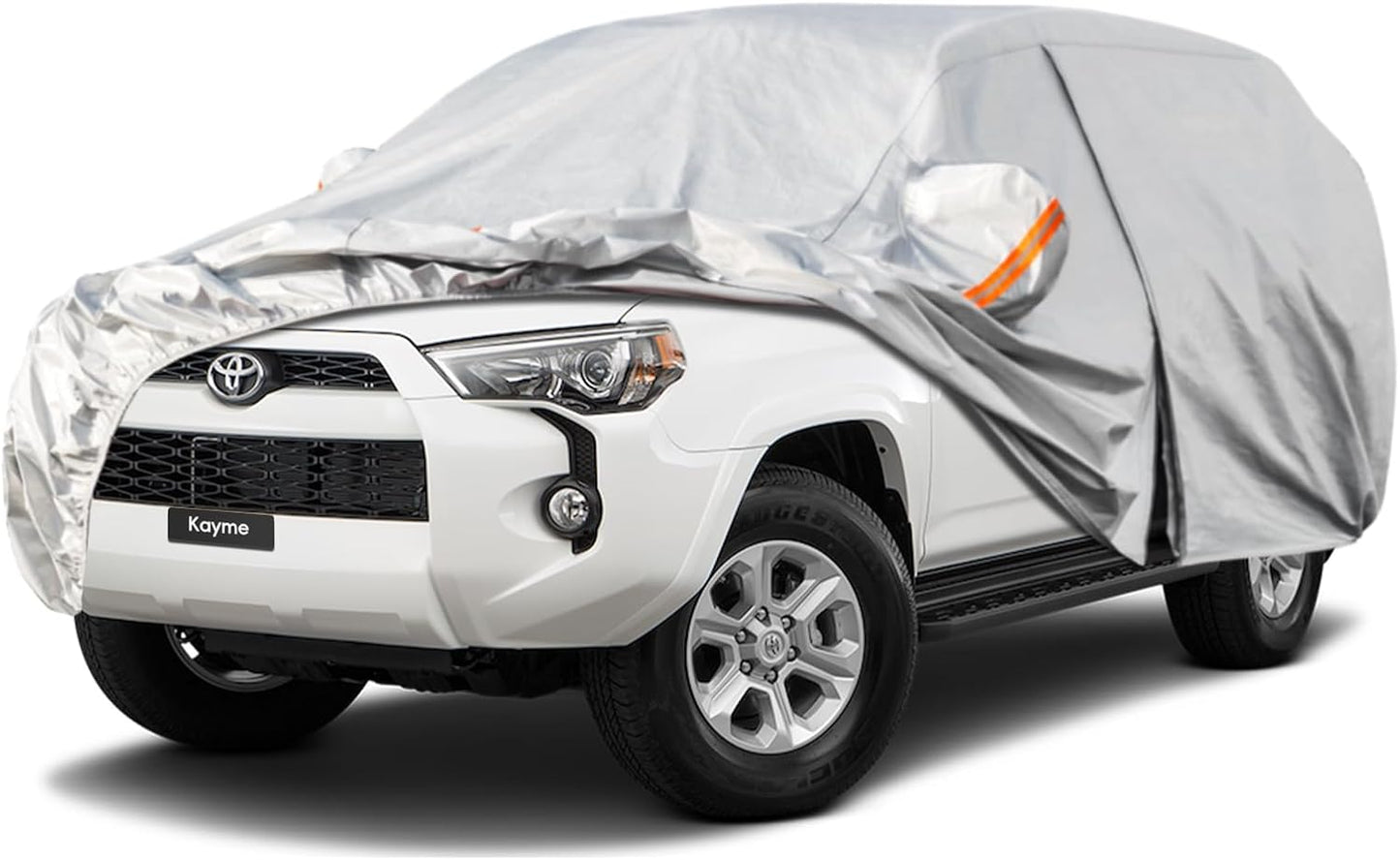 Kayme 6 Layers SUV Car Cover Custom Fit for Toyota 4Runner（2002-2025） Waterproof All Weather for Automobiles, Outdoor Full Cover Rain Sun UV Protection.Silver