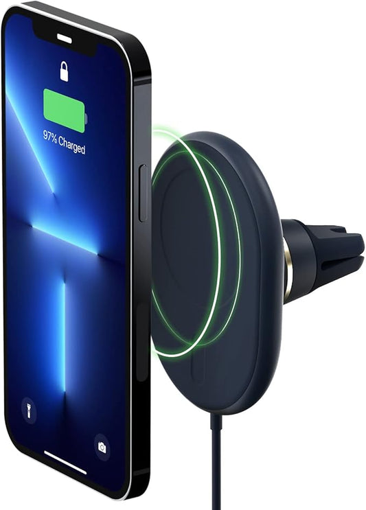 iOttie Velox Magnetic Wireless Charging Air Vent Car Phone Mount. Compatible with MagSafe iPhones including iPhone 12/13/14/15/16/17 Series (Car Charger Included)
