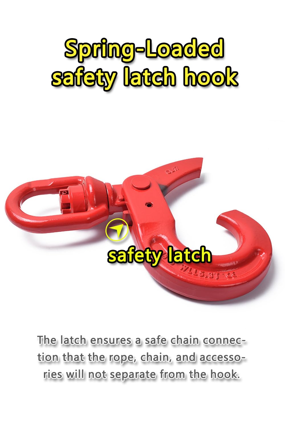Swivel Self-Locking Hook 11684 lbs Heavy Duty Swivel Lifting Hook Swivel Lifting Hook Hoist Hook Sling Heavy Cargo 【5.3ton】