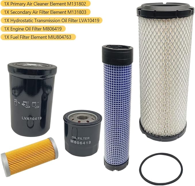 LVA21198 Maintenance Filter Kit Fit for John Deere 4200 4300 4400 Compact Utility Tractor, Oil Filter Kit Replace M131802 M131803 M806419 MIU804763 LVA10419