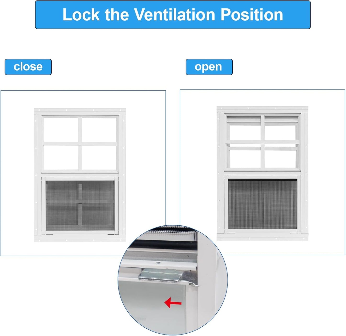 NeatiEase Upgraded Shed Windows 2 Pack, 12" x 18" Windows with Tempered Glass and Stainless Steel Screen for Shed, Chicken Coop, Playhouse, Household, Garage(White)
