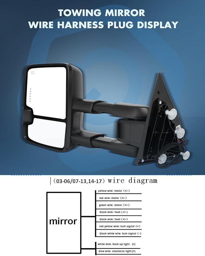 ECCPP Towing Mirrors Compatible with 2014-2018 for Chevy for GMC 1500 2015-2019 for Chevy for GMC 2500/3500 HD Tow Mirrors Left Right Side Power Heat LED Turn Signal Running Back Up Light Black