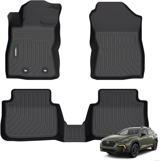 Floor Mats Custom for 2024 2025 2026 Subaru Crosstrek & Subaru Impreza All Weather Protection TPE Waterproof Non-Slip Car Floor Liners 1st & 2nd Row Set Accessories Black