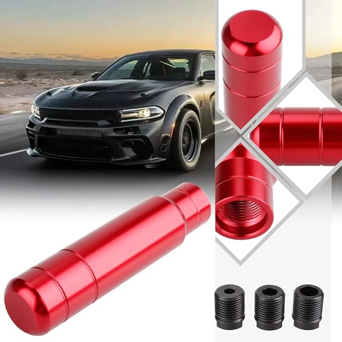 BARTOO Aluminum Alloy Heavy Weighted Shifter Knob, 5" Auto Gear Shift Knob, Car Gear Lever Stick Shifter Handle,with 3 Threaded Adapters M8 M10 M12,Fit Most Automatic Manual Vehicle(Red)