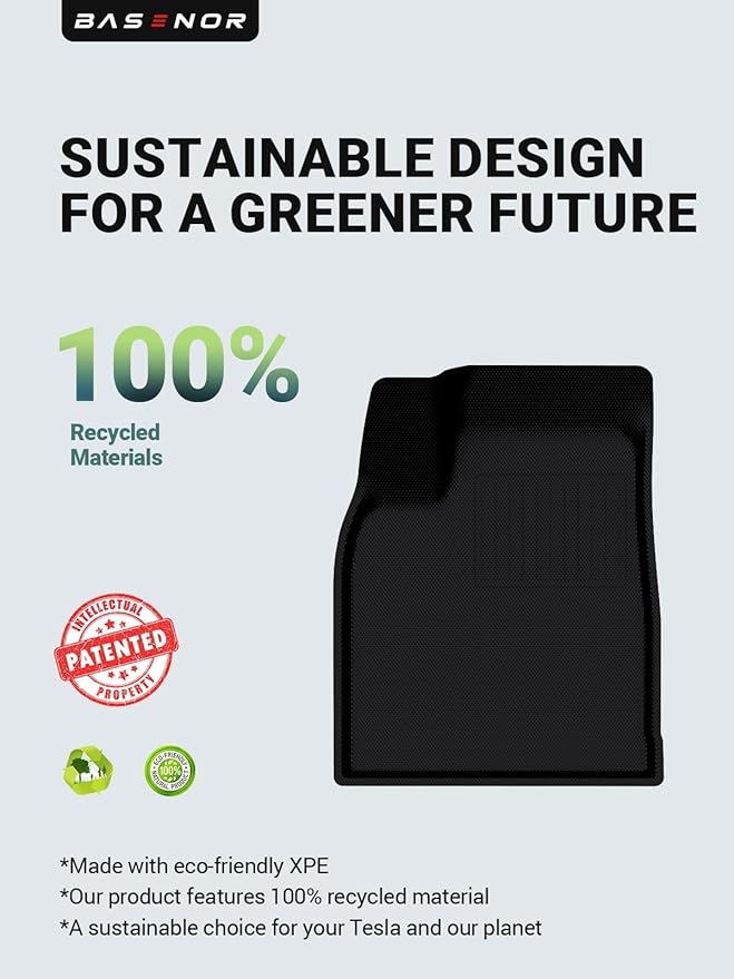 BASENOR 10PCS Tesla Model X Floor Mats 7-Seater All Weather Cargo Liner Mat XPE Car Mats Anti-Slip Trunk Mat Back Seat Cover Model X Plaid Accessories 2022-2026