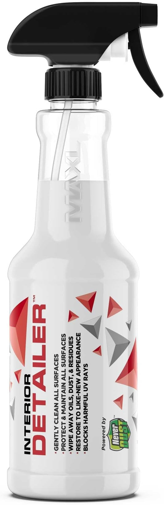 MAXL® Interior Car Cleaner Detailer Spray with NeverDust® Technology Formula (20oz) - Repels Dust, Wipes Oil, Residue with Matte Finish for Leather, Dash, Trim & Screens - Safe on All Surfaces