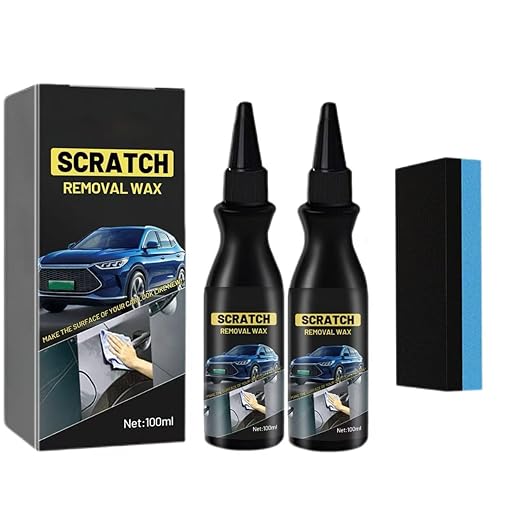 Scratch Remover for Vehicles, Upgrade Car Scratch Remover for Deep Scratches, Car Paint Scratch Repair Scratch Remover Kit with Wipe and Sponge (2pc) ﻿