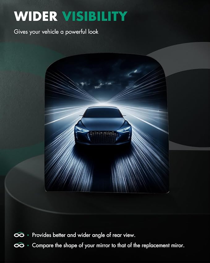 SCITOO Upper Flat Towing Mirror Glass Replacement with Right Passenger Side Mirror Lens Compatible with 1988-1998 For Chevy/For GMC C1500/K1500 1988-2000 For Chevy/For GMC C2500/K2500/K3500