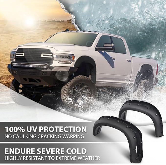 G-PLUS Fender Flares 4PCS,Compatible with Chevy Silverado 1500 2019 2020 2021(Not Fit 2019 LD),Not Fit GMC Sierra,Pocket Rivet Style Smooth Black 4pcs