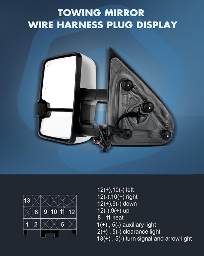 ECCPP Towing Mirrors Fit For 2014-2017 For Chevy Silverado For GMC Sierra 1500 2015-2017 For Chevy Silverado For GMC Sierra 2500/3500 HD Tow Mirrors Power Heated Led Signal Left & Right Side