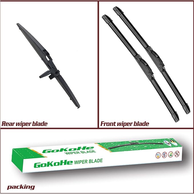 Front and Rear Windshield Wiper Blades (pack of 3pcs) for Toyota 4Runner 2010-2022 24" + 20" Front Windscreen wiper and 12" Rear Wiper Blade