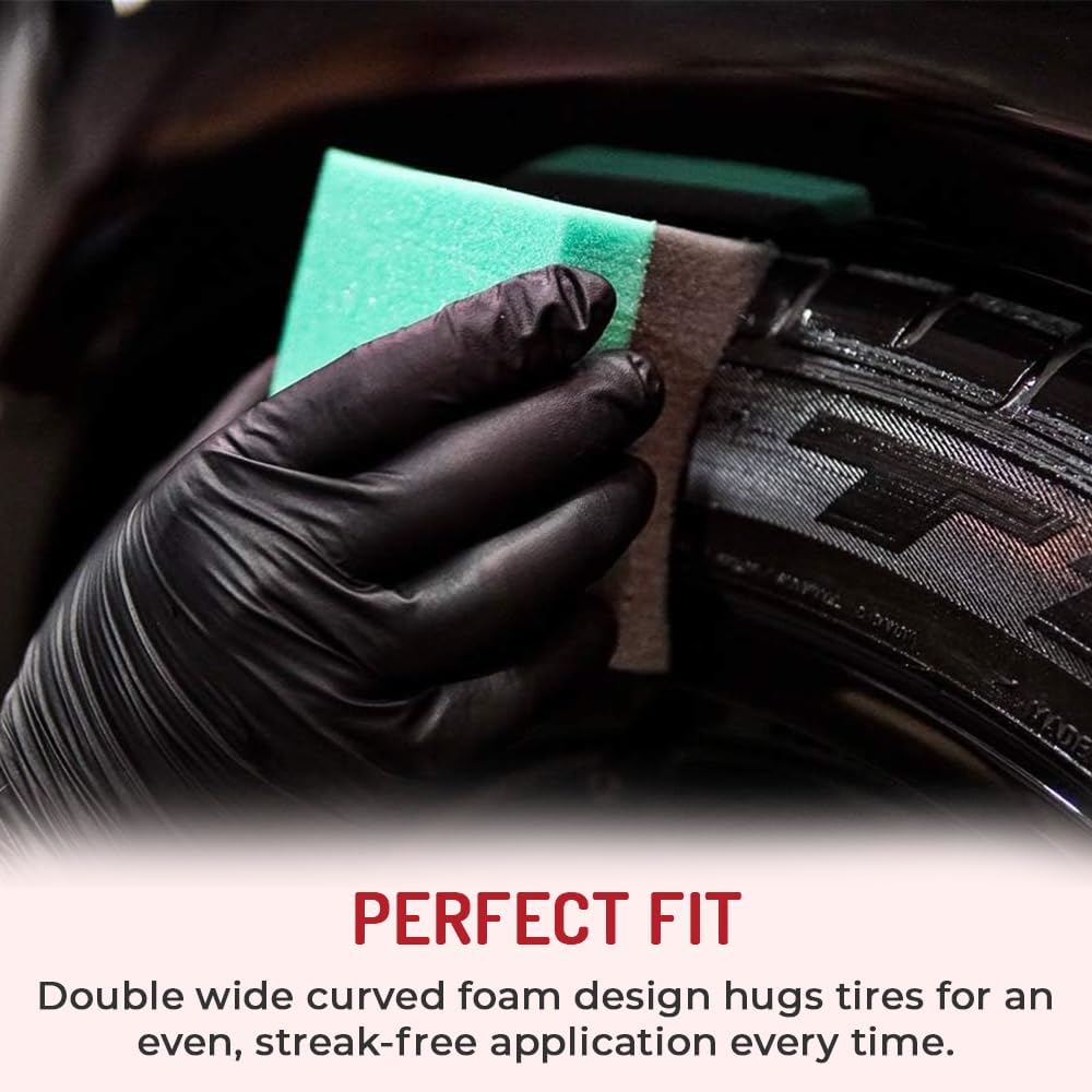 Hi-Tech Tire Dressing Applicator 12 Pack - Durable and Reusable, Contoured Tire Shine and Dressing Sponge for Your Car's Wheels