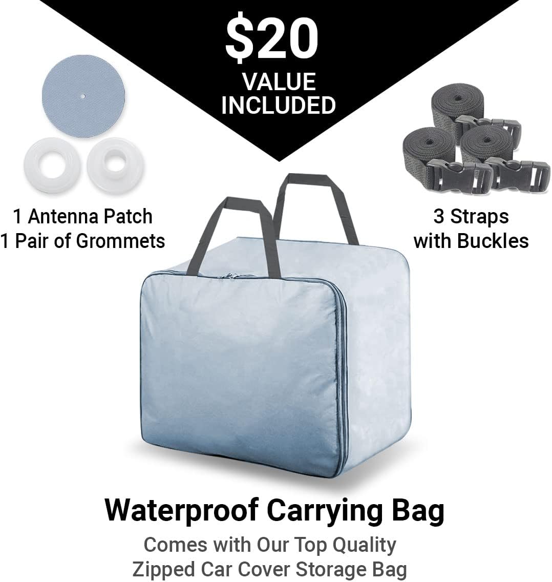 iCarCover Premium Car Cover for 1958-1964 Pontiac Safari Wagon Heavy Duty Waterproof All-Weather Automobiles Custom Fit Indoor Outdoor UV Snow Protection Covers with Straps and Bag