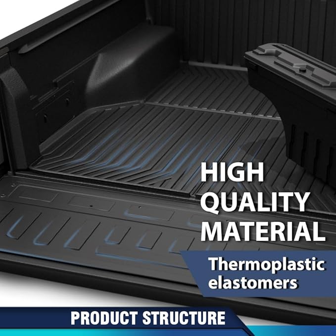 PIT66 Trunk Bed Mat Cargo Liner Compatible with Chevy Silverado GMC Sierra 1500 2500HD 3500HD 2007-2018 with 5.8 FT Bed TPE Black