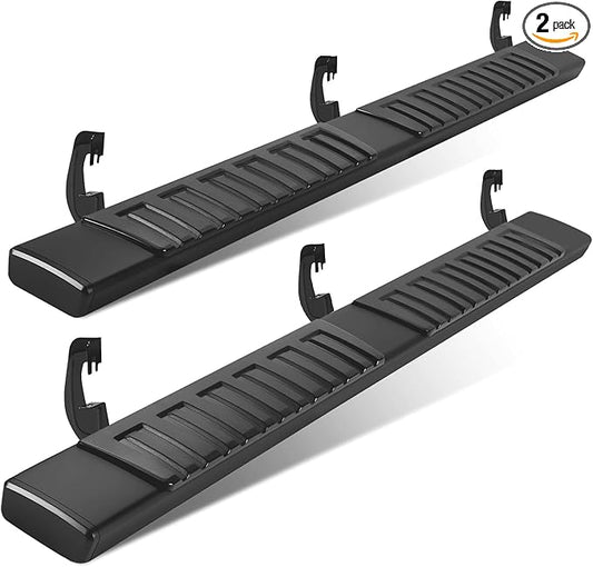 PZ Running Boards for 2007-2019 GMC Sierra 2500HD 3500HD Double Cab Black Aluminum Alloy Side Steps Nerf Bars (only for Gasoline