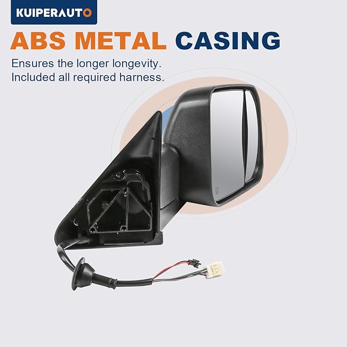 Pair Black Power Heated Towing Mirrors Compatible for 1998-2001 Dodge Ram 1500/1998-2002 Dodge Ram 2500 3500 w/White DRL, Led Turn Light