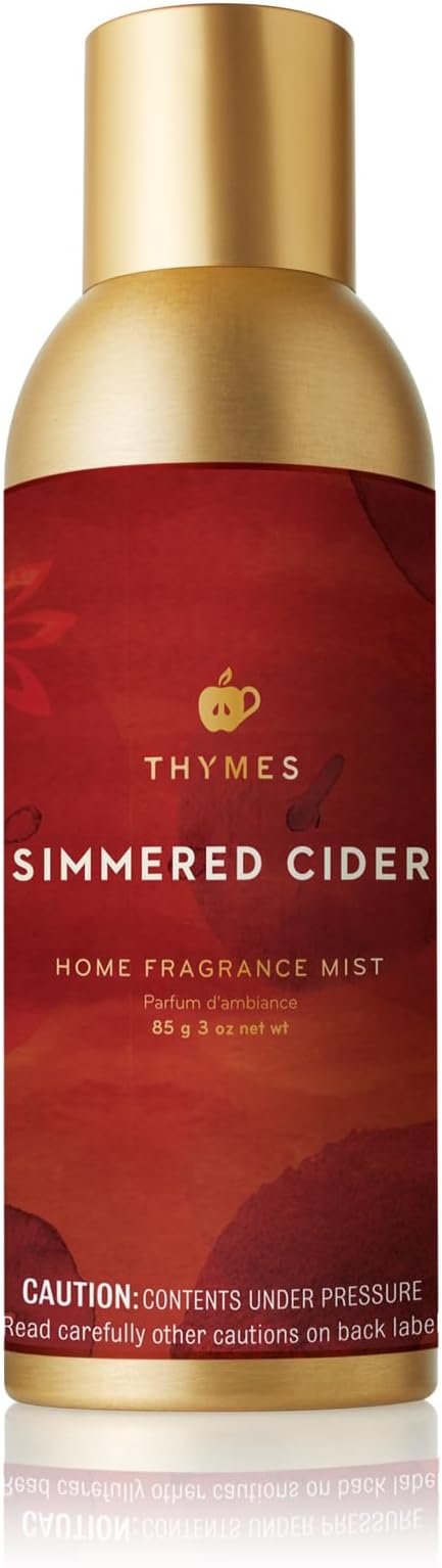 Thymes Simmered Cider Fragrance Mist - Scented Room Spray for Home Fragrance - Notes of Apple & Cardamom - Bedroom & Bathroom Air Freshener - Simmered Cider - 3 oz