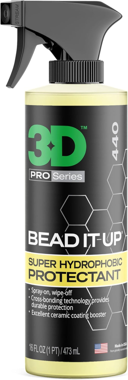 3D Bead It Up Ceramic Coating Booster Spray - Super Hydrophobic Bead Maker - Polymer Paint Protectant & Sealant 16oz.