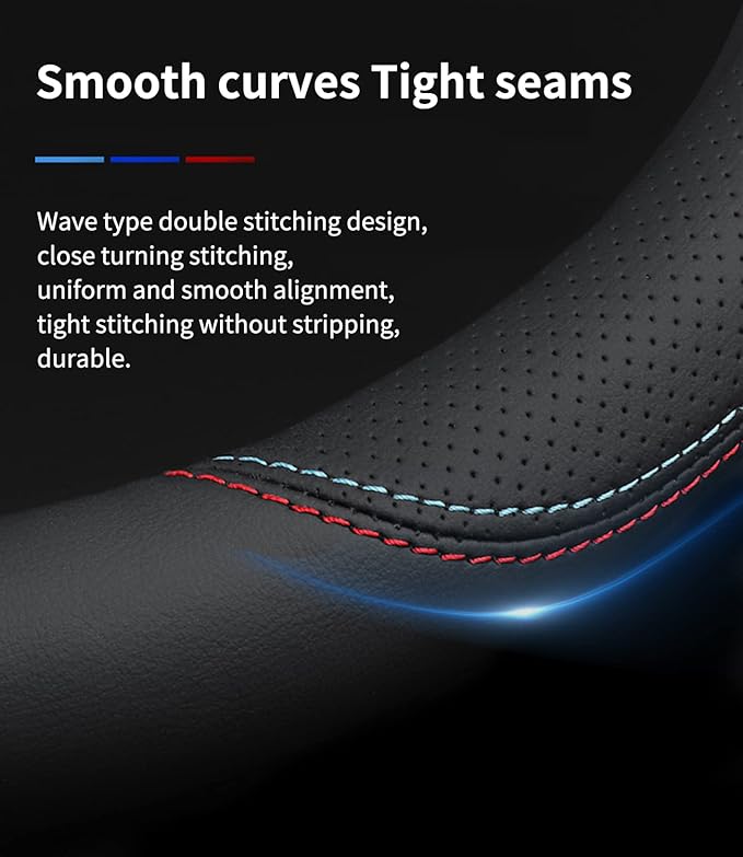 Custom-Fit Leather Car Steering Wheel Cover for Buick, B-Style, Non-Slip, Breathable