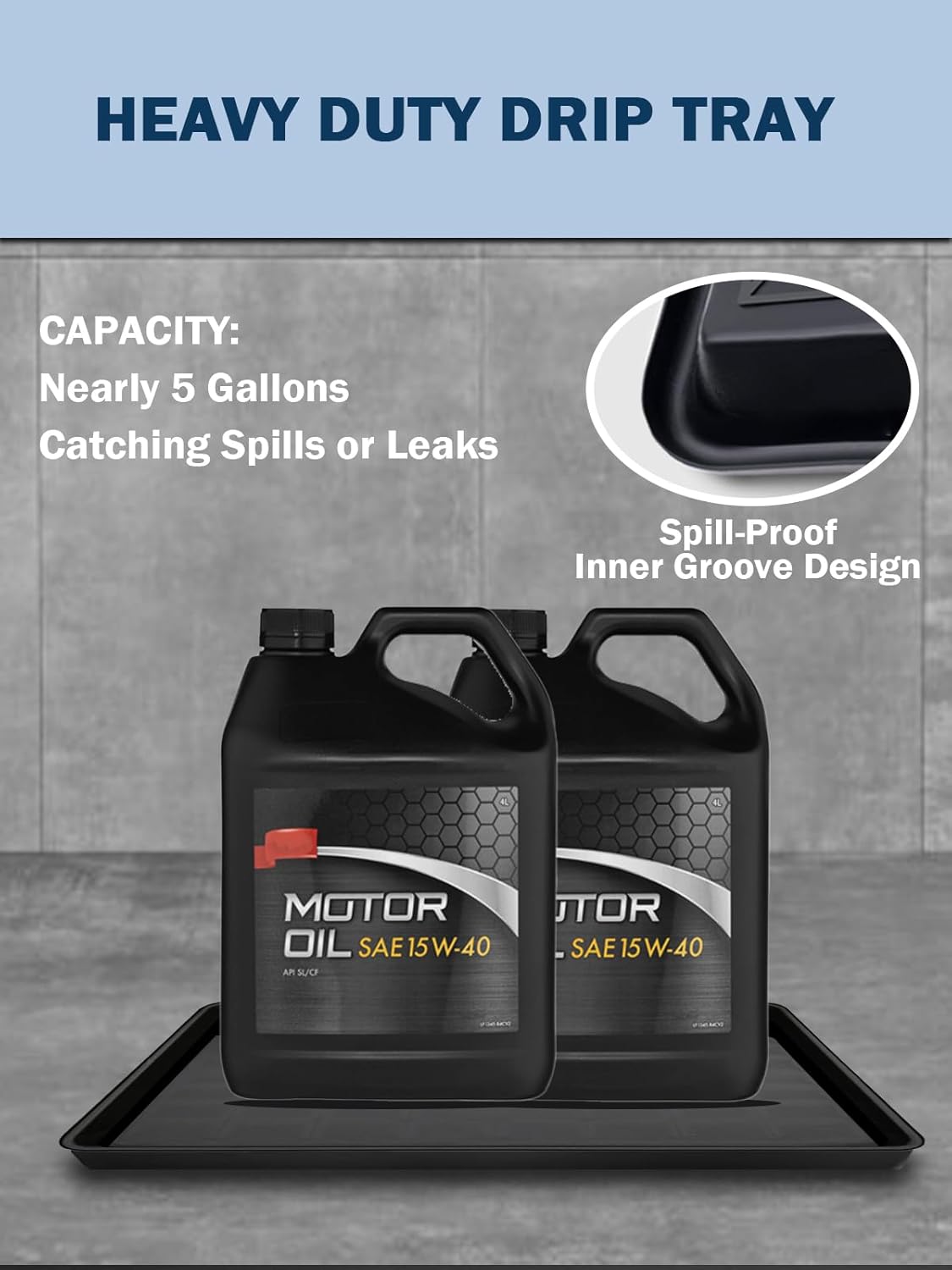 3Pack Extra Large Oil Drip Pan 35.4 x 24 x1.4 Inches Oil Change Drip Tray for Under Car Plastic Tray Auto Oil Catch Pan for Transmission Garage Automotive Driveway to Keep Floor Clean